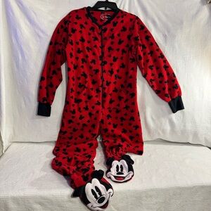 Disney Red Mickey Mouse Adults One Piece Size Small 4-6‎ Unisex